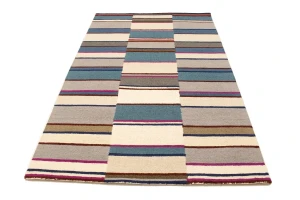 Multicolored Stripes 5X8 Hand-Tufted Modern Rug