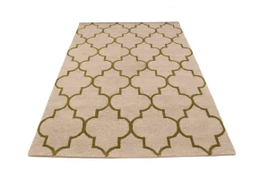 Beige & Brown Trellis 5X8 Hand-Tufted Modern Rug