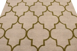 Beige & Brown Trellis 5X8 Hand-Tufted Modern Rug