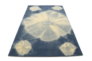 Navy Blue Tie-Dye 5X8 Hand-Tufted Modern Rug