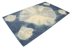 Navy Blue Tie-Dye 5X8 Hand-Tufted Modern Rug
