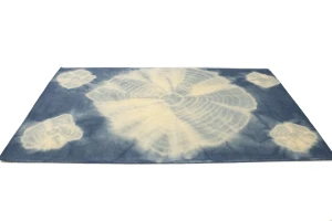 Navy Blue Tie-Dye 5X8 Hand-Tufted Modern Rug