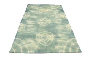 Dark Green Tie-Dye 5X8 Hand-Tufted Modern Rug