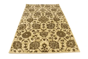 Cream Brown Floral 5X8 Hand-Tufted Modern Rug