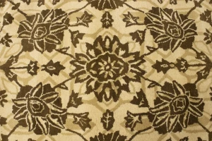 Cream Brown Floral 5X8 Hand-Tufted Modern Rug