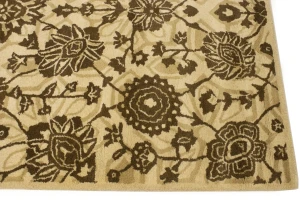 Cream Brown Floral 5X8 Hand-Tufted Modern Rug