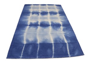 Navy Blue Tie-Dye 5X8 Hand-Tufted Modern Rug