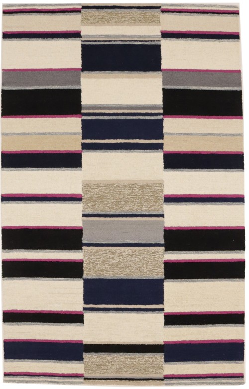 Multicolored Stripes 5X8 Hand-Tufted Modern Rug