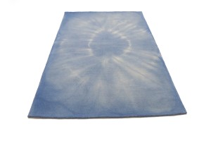 Blue Tie-Dye 5X8 Hand-Tufted Modern Rug