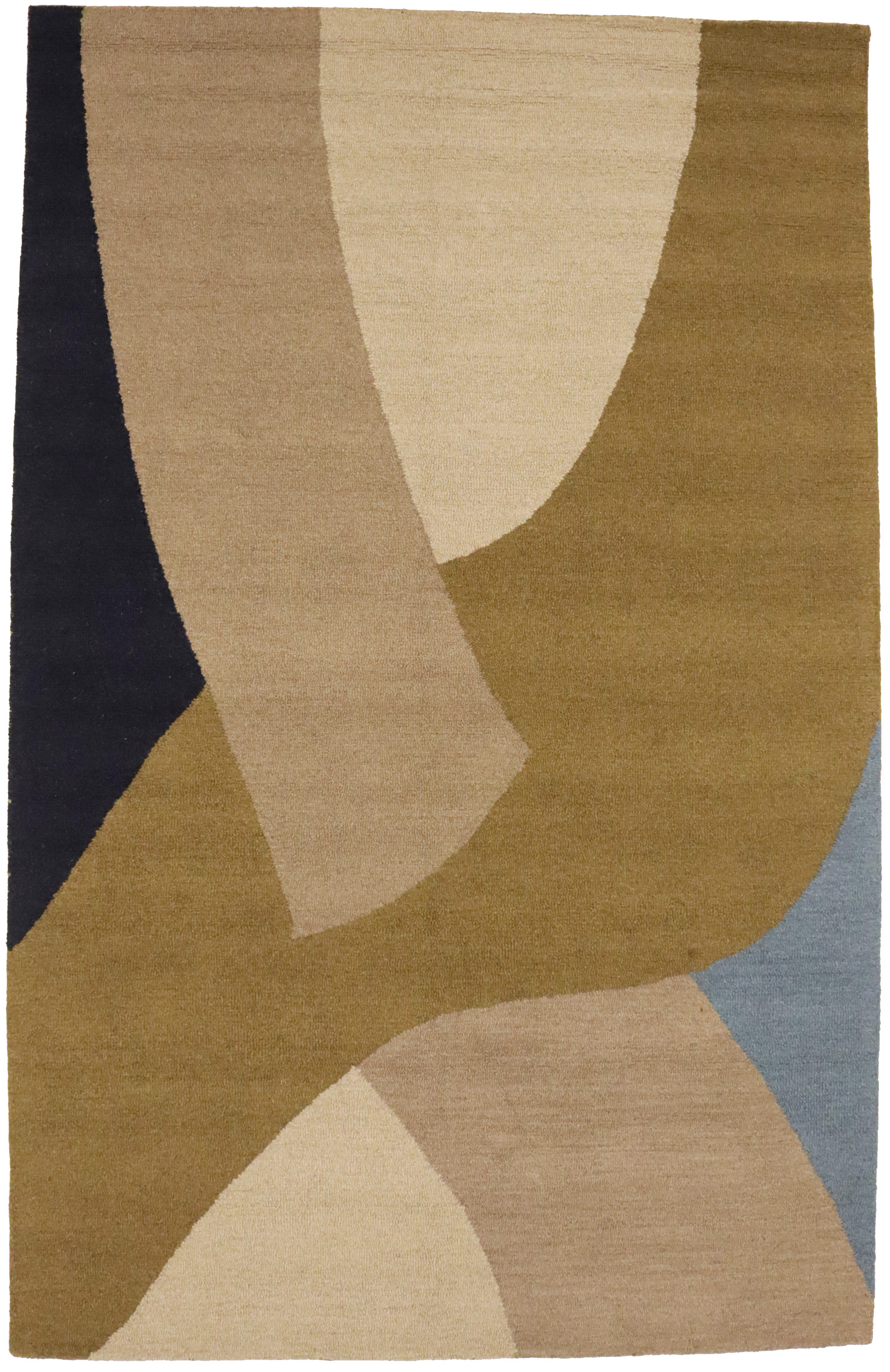 Malaga Donna Tribal Geometric Abstract Beige Distressed High-Low Rug
