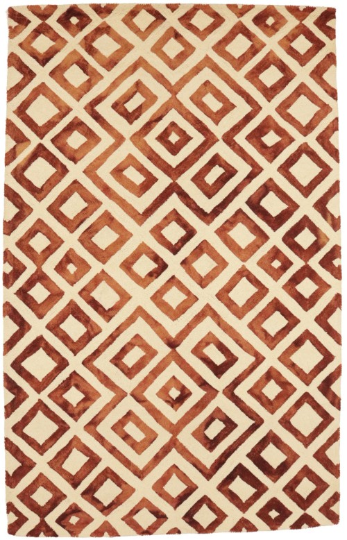 Rust Brown Geometric 5X8 Hand-Tufted Modern Rug