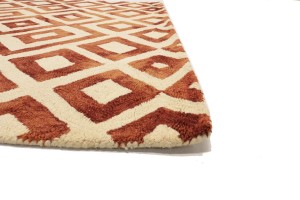 Rust Brown Geometric 5X8 Hand-Tufted Modern Rug