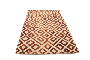 Rust Brown Geometric 5X8 Hand-Tufted Modern Rug