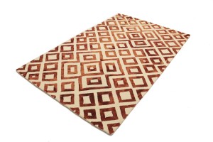 Rust Brown Geometric 5X8 Hand-Tufted Modern Rug
