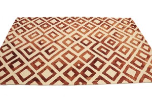 Rust Brown Geometric 5X8 Hand-Tufted Modern Rug