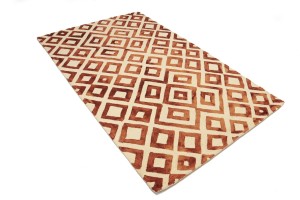 Rust Brown Geometric 5X8 Hand-Tufted Modern Rug