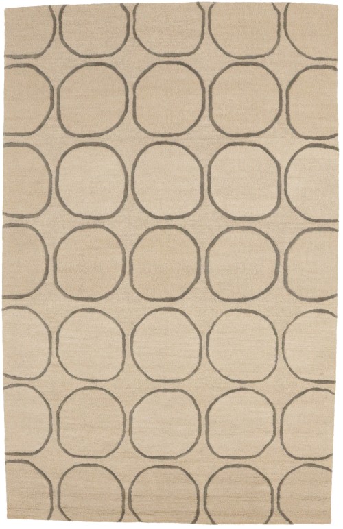 Beige Geometric 5X8 Hand-Tufted Modern Rug