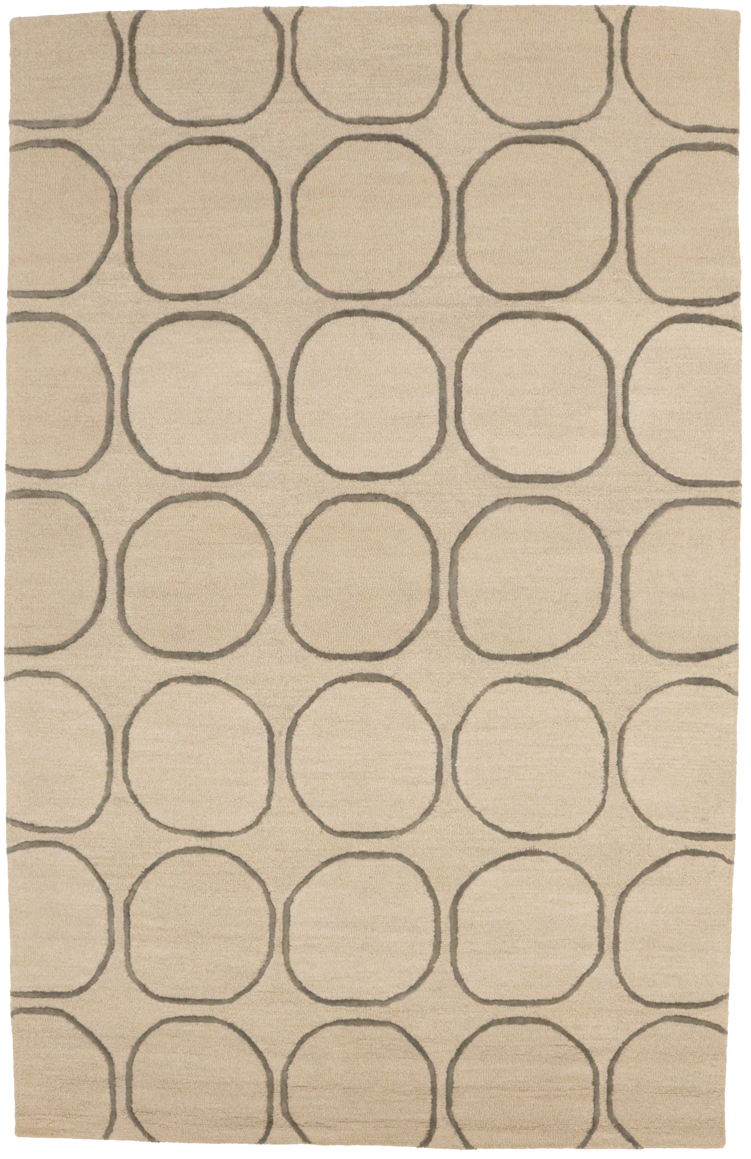 Beige Geometric 5X8 Hand-Tufted Modern Rug