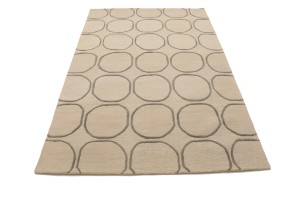 Beige Geometric 5X8 Hand-Tufted Modern Rug