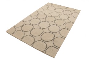 Beige Geometric 5X8 Hand-Tufted Modern Rug