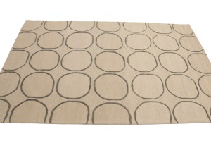 Beige Geometric 5X8 Hand-Tufted Modern Rug
