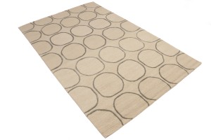 Beige Geometric 5X8 Hand-Tufted Modern Rug