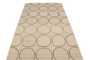 Beige Geometric 5X8 Hand-Tufted Modern Rug