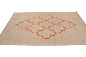 Beige & Orange Trellis 5X8 Hand-Tufted Modern Rug