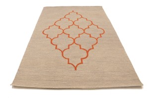 Beige & Orange Trellis 5X8 Hand-Tufted Modern Rug