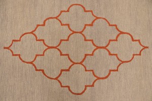 Beige & Orange Trellis 5X8 Hand-Tufted Modern Rug