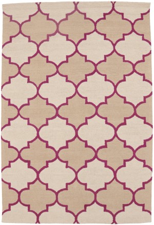 Cream Beige Fuchsia Tie-Dye 5X8 Hand-Tufted Modern Rug