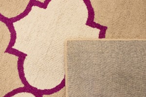 Cream Beige Fuchsia Tie-Dye 5X8 Hand-Tufted Modern Rug