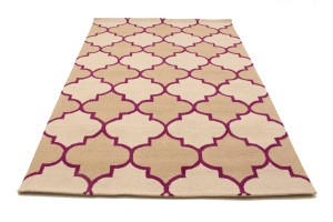 Cream Beige Fuchsia Tie-Dye 5X8 Hand-Tufted Modern Rug