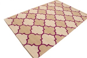 Cream Beige Fuchsia Tie-Dye 5X8 Hand-Tufted Modern Rug