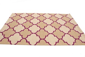 Cream Beige Fuchsia Tie-Dye 5X8 Hand-Tufted Modern Rug