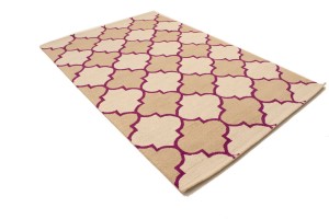 Cream Beige Fuchsia Tie-Dye 5X8 Hand-Tufted Modern Rug