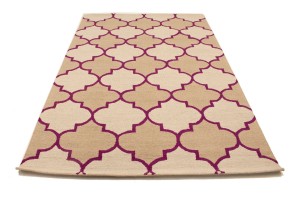 Cream Beige Fuchsia Tie-Dye 5X8 Hand-Tufted Modern Rug