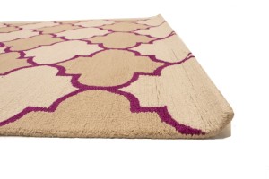 Cream Beige Fuchsia Tie-Dye 5X8 Hand-Tufted Modern Rug