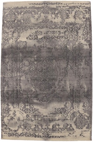 Dark Taupe Floral 5X8 Hand-Tufted Modern Rug
