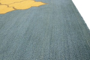 Blue-gray Gold Trellis 5X8 Hand-Tufted Modern Rug