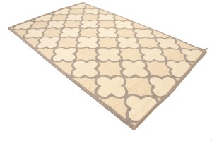 Cream Beige Trellis 5X8 Hand-Tufted Modern Rug