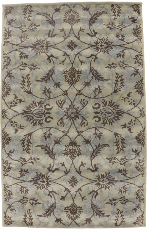 Beige Brown Gray Floral 5X8 Hand-Tufted Modern Rug