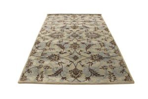 Beige Brown Gray Floral 5X8 Hand-Tufted Modern Rug