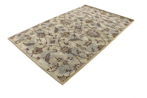 Beige Brown Gray Floral 5X8 Hand-Tufted Modern Rug