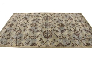 Beige Brown Gray Floral 5X8 Hand-Tufted Modern Rug
