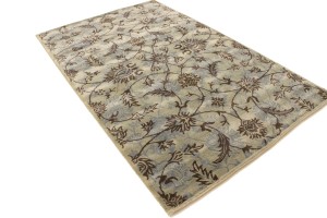 Beige Brown Gray Floral 5X8 Hand-Tufted Modern Rug
