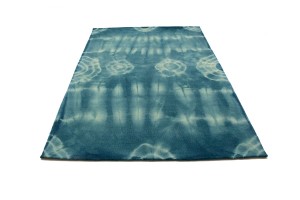 Dark Teal Tie-Dye 5X8 Hand-Tufted Modern Rug