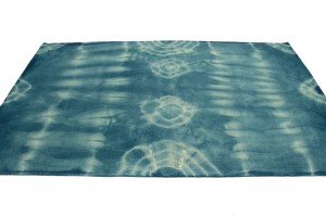 Dark Teal Tie-Dye 5X8 Hand-Tufted Modern Rug
