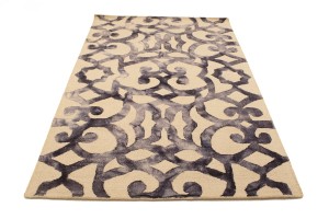 Dark Purple Abstract 5X8 Hand-Tufted Modern Rug