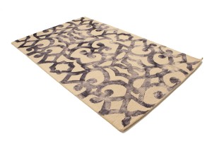 Dark Purple Abstract 5X8 Hand-Tufted Modern Rug